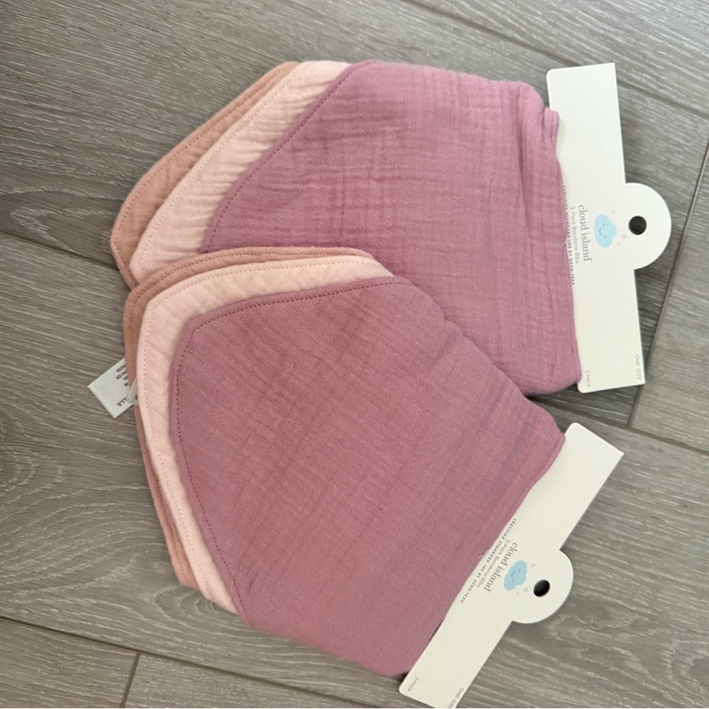 Pink Baby Bandana Bib Set, 2-pack - NWT